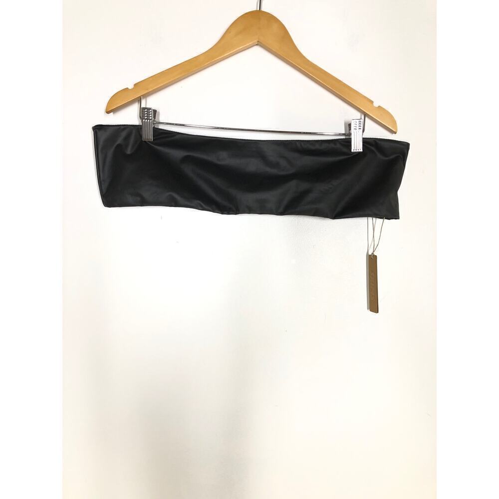 SKIMS Micro Pleather Swim Bandeau Bikini Top Onyx NWT Size 3X